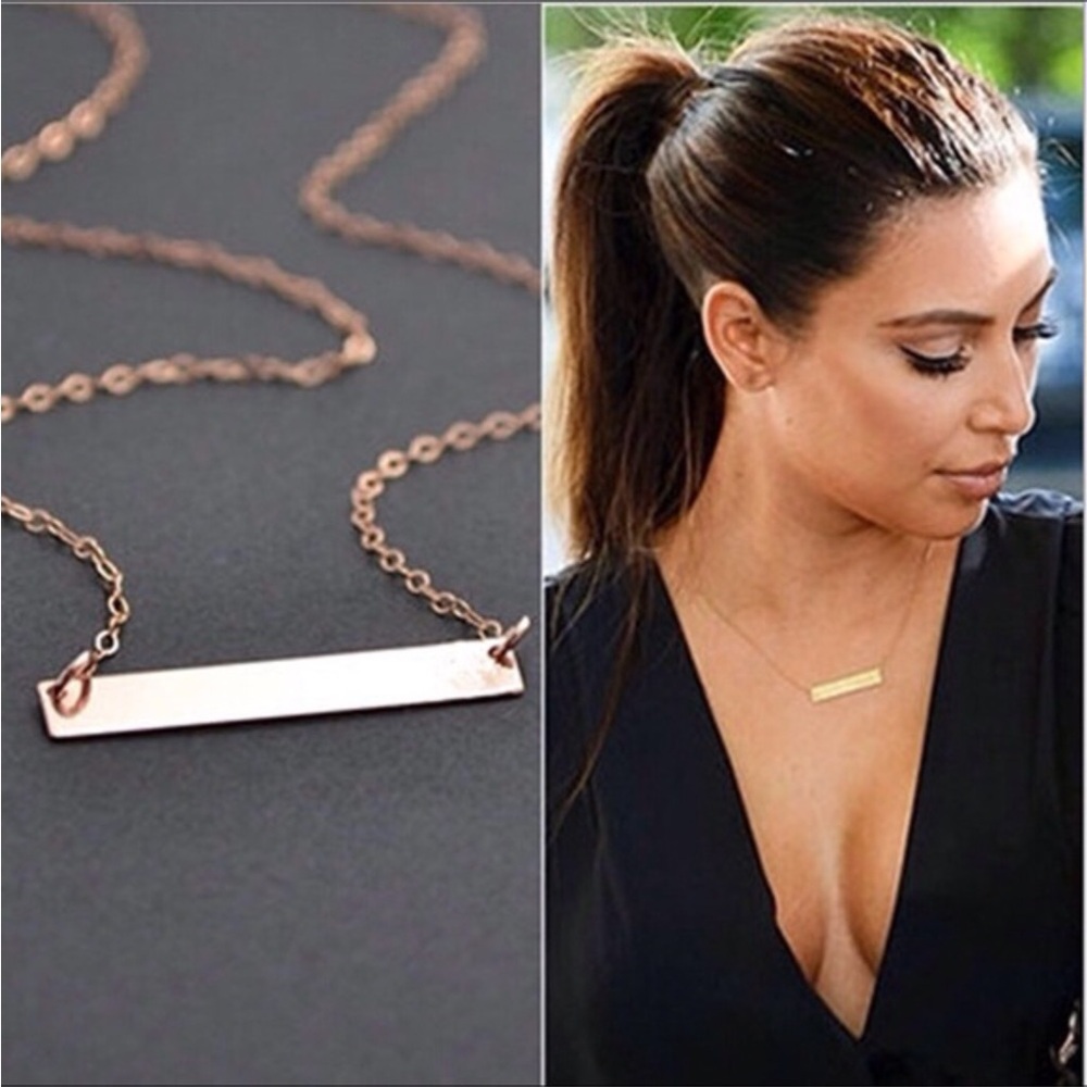 Flat Bar Chain Necklace Women Color Gold